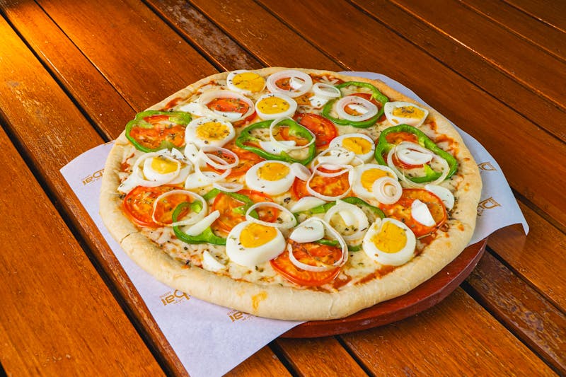 Veggie Garden deep dish pizza with fresh vegetables